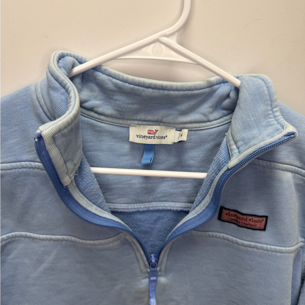EUC Vineyard Vines Heather Blue 1/4 Zip Long Sleeve Pullover Size M 100% Cotton - Picture 3 of 7